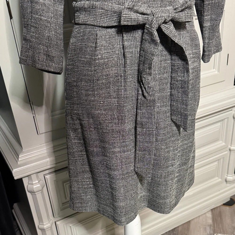 H&M Elegant Gray Plaid Dress Size XS
